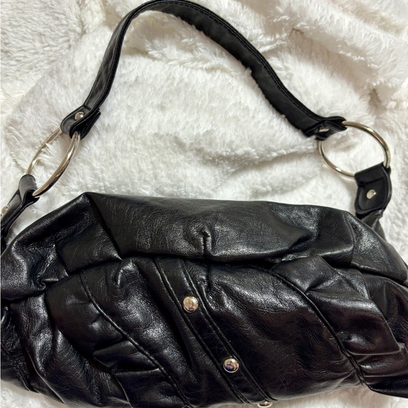 Y2K Chic Black Faux Leather Shoulder Bag with Stud Accents - Picture 10 of 14
